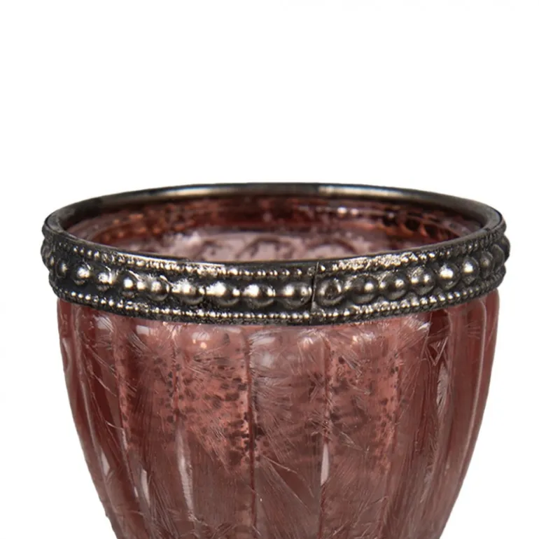 Waxinelichthouder glas roze 6*8