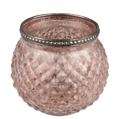 Waxinelichthouder rond roze 10*9