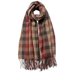 Winter sjaal geruit rood/beige