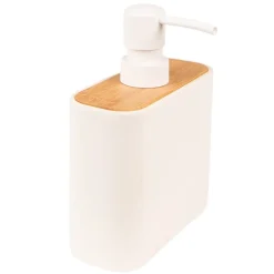 Zeepdispenser wit met hout
