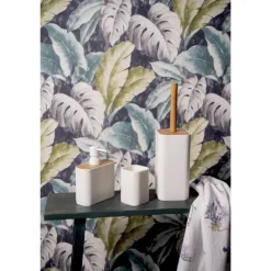 Zeepdispenser wit met hout